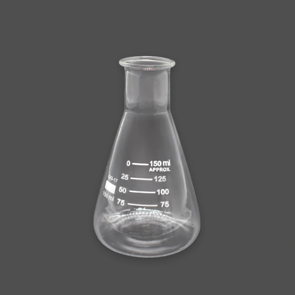 Колба коническая 150 мл стеклянная без шлифа со шкалой